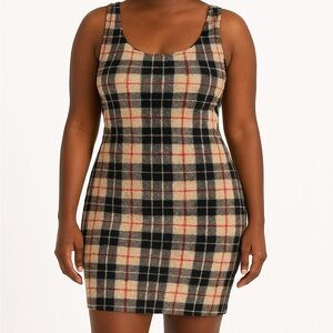Black and White Plaid Midi Designer Inspired Dress